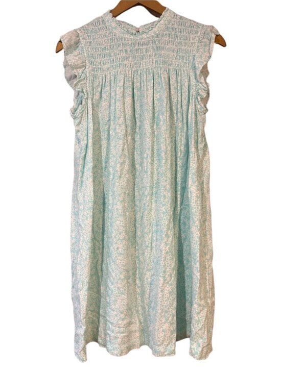 crown & ivy Dresses & Skirts - Crown & Ivy Mint Floral Smocked Dress Ruffle Sleeve Size L